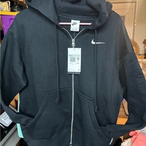 Nike Black Oversized Zip-Up Hoodie- Small Womens